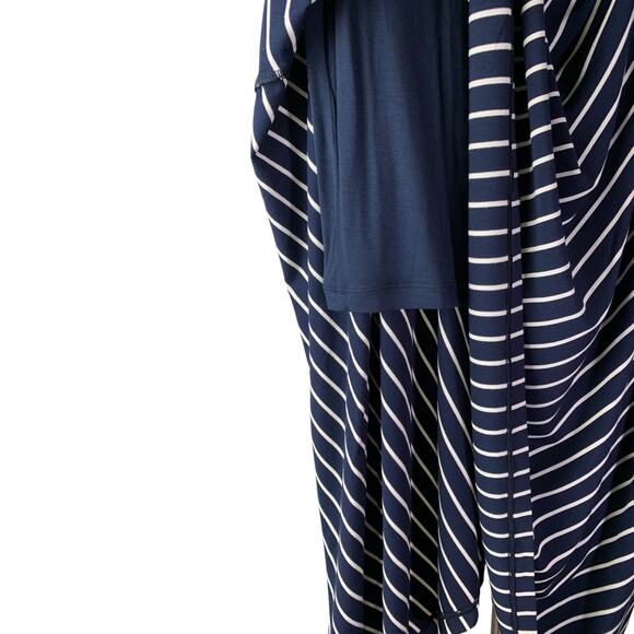 CAbi #5183 Skirt Womens S Navy Blue White Asymmetrical Stripe 4" Waistband Twirl - Picture 5 of 7